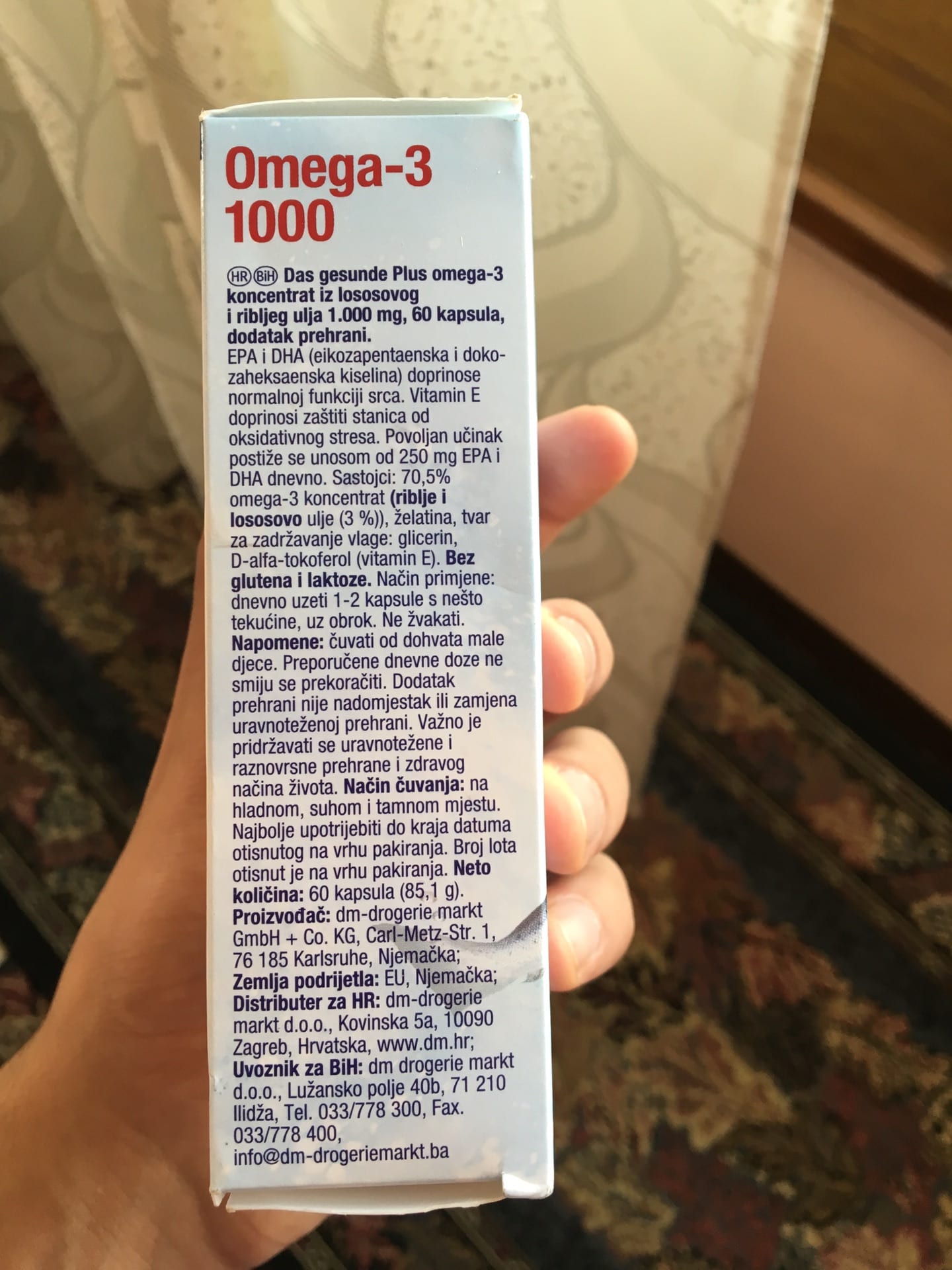 Omega-3 1000
لا تنسَ أنك شاهدت هذا الإعلان في عنكبوت
علبة Omega 3 (1000)mg
مستورد وارد المان...