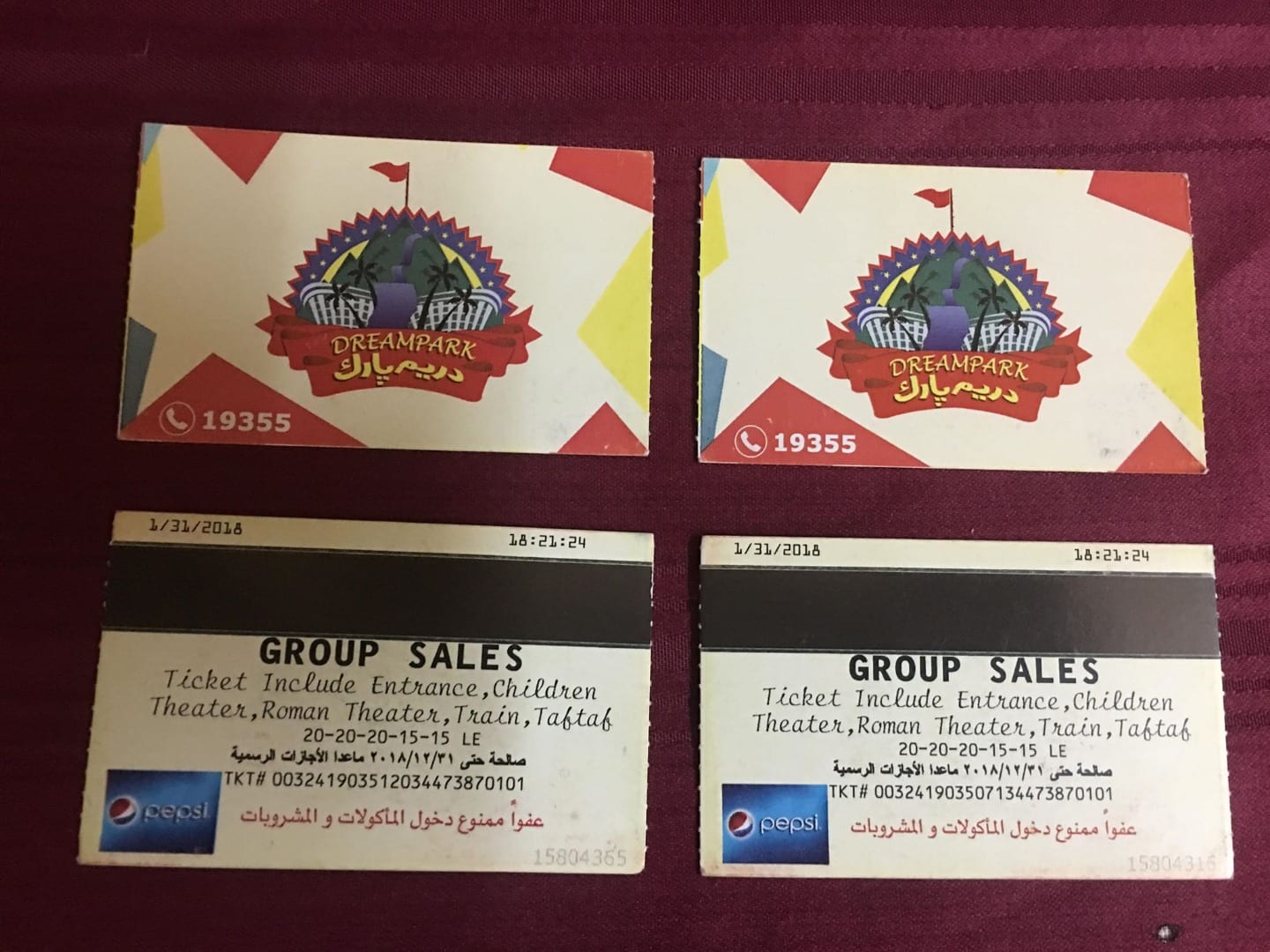 للبيع 4 تذكر دريم بارك
لا تنسَ أنك شاهدت هذا الإعلان في عنكبوت
4 تذكر لدريم بارك بسعر 400 جني...