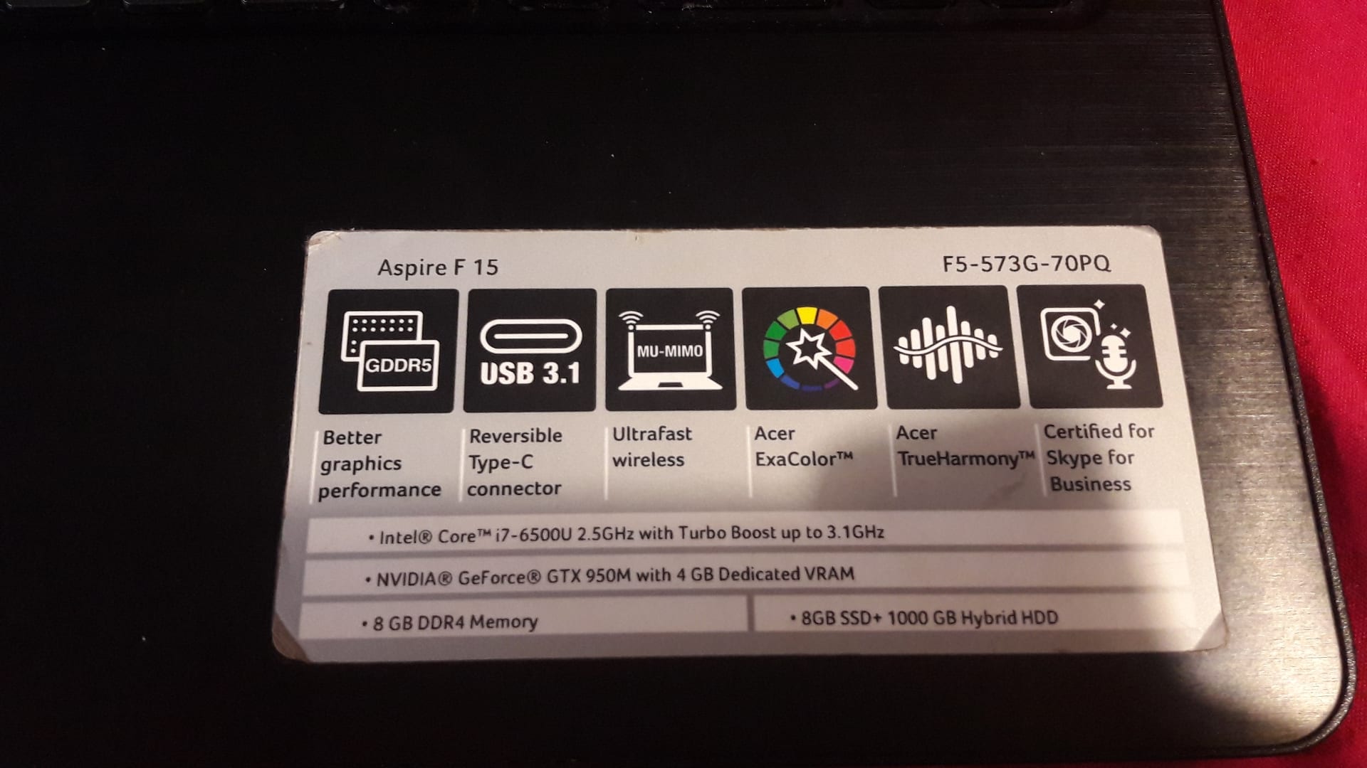 laptop Acer aspire f 15 core i7 من الخارج
لا تنسَ أنك شاهدت هذا الإعلان في عنكبوت
يعتبر جديد...