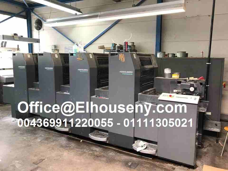 ماكينة طباعة هايدلبرج سبيد ماستر 52 - 4 لون Heidelberg SM 52-4P
Type
Manufactur: Heidelberg
Typ: SM 52-4 P
Age : 1999
Sheet Size max: 370 x 520 mm
Sheet Size min.: 105 x 145 mm
Thickness: 0,03-0,4 mm...